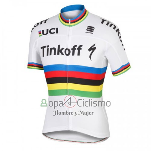 Uci Mondo Campione Tinkoff Ropa Ciclismo Culotte Corto 2016 Hombre Mangas Cortas Blanco